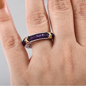 EverTrue African Amethyst 5.00 ctw Criss Cross Ring in 18K YG Plated